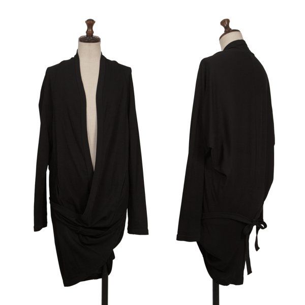 ヨウジヤマモト ファムYohji Yamamoto FEMME コットンヘムコードボタンレスカーディガン 黒2
