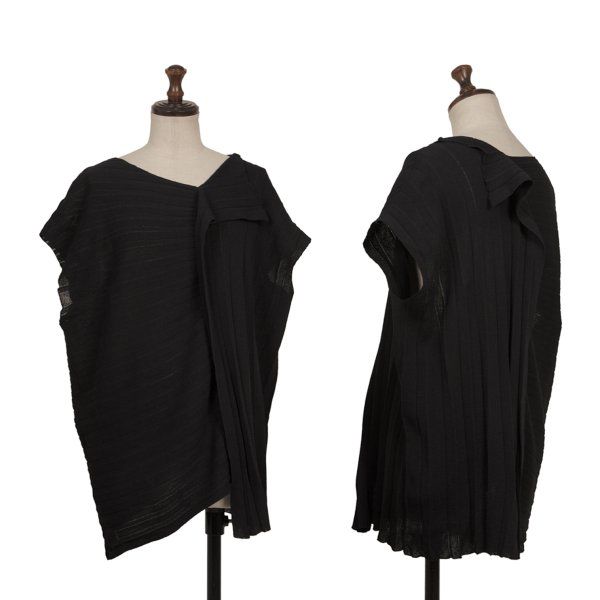 ヨウジヤマモト ファムYohji Yamamoto FEMME プリーツ切替ノースリーブニット 黒2