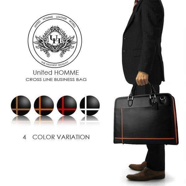 ビジネスバッグ ブリーフケース メンズ 本革 牛革 クロスライン 2WAY A4 4色 unitedHOMME