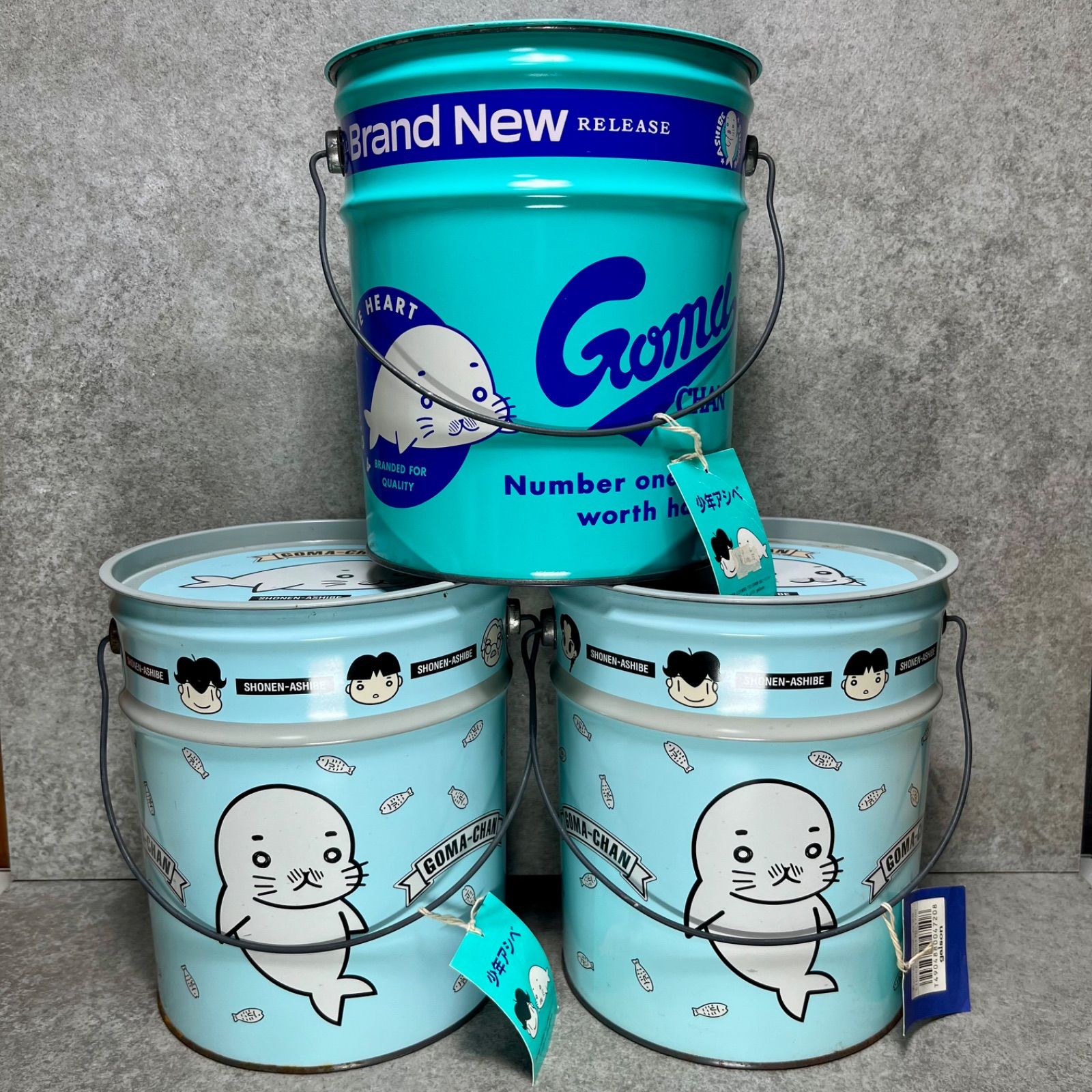 少年アシベ ゴマちゃん 缶バケツ レトロ缶 蓋付き 希少 3点セット 90年代 初期 当時物 現状品 ヴィンテージ 10,950円