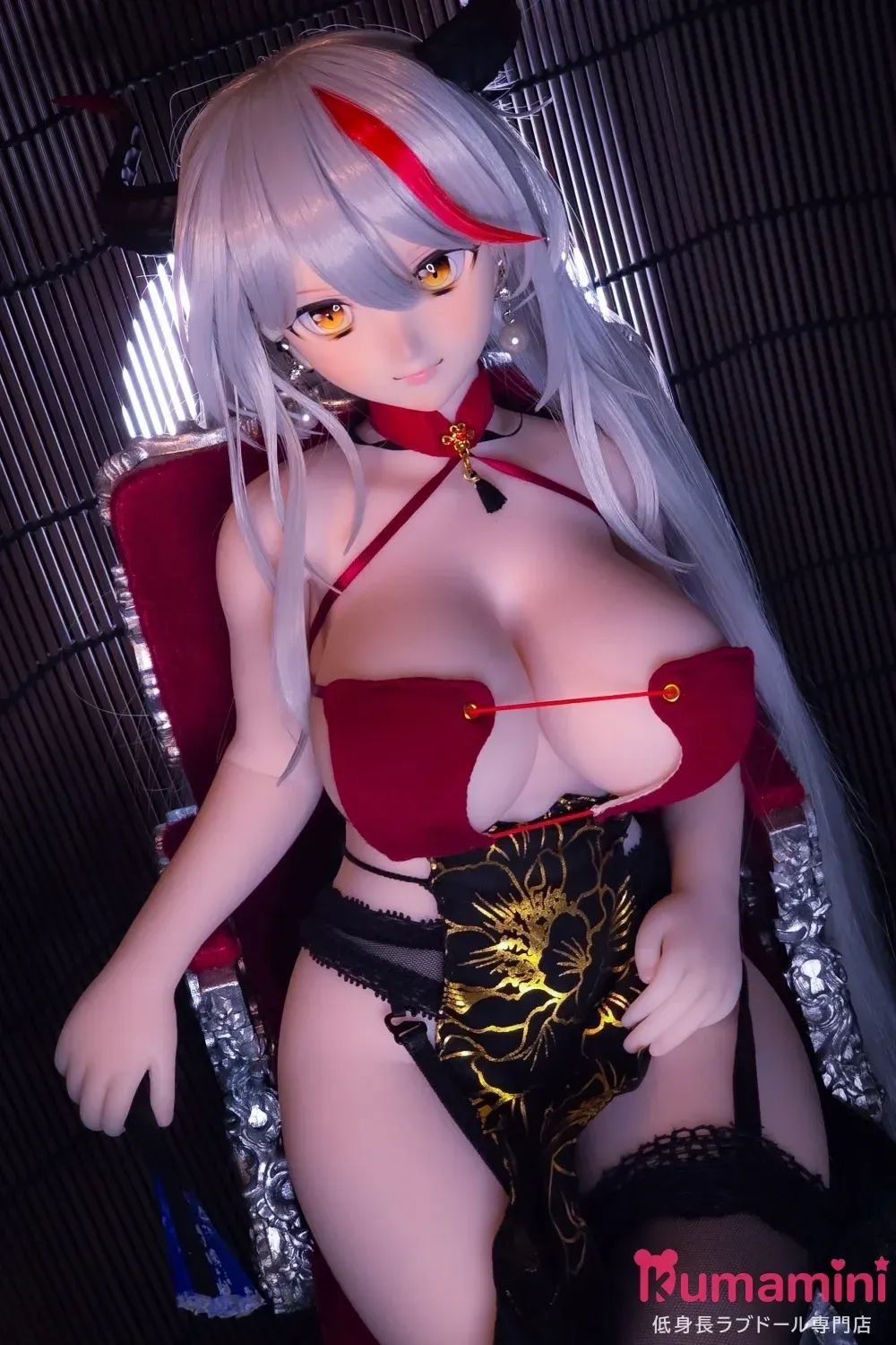 Mini Doll ミニドール 艾吉尔 60cm バスト大 PVCヘッド＋シリコン製ボディ シルバーロングヘア×金色の瞳 アニメフェイスのファンタジー風美少女