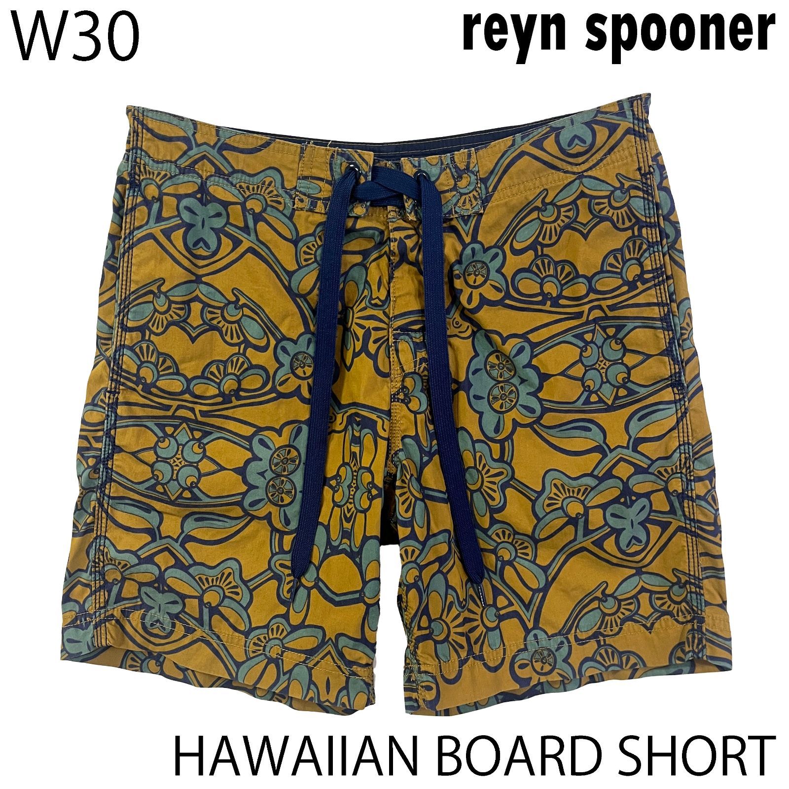 USED／W30】REYN SPOONER ボードショーツ ハワイアン マスタード