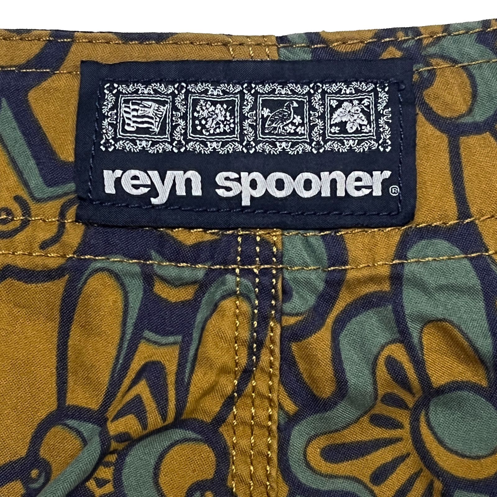 USED／W30】REYN SPOONER ボードショーツ ハワイアン マスタード