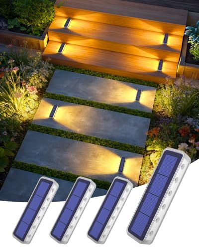 DetarZinLED ソーラーライト 屋外 防水 12LED 暖色 両面発光 ガーデンライト IP68防水 駐車場 ライト 太陽光充電 自動点灯/消灯 庭 ライト ソーラー 階段 玄関先 車道 通路に最適(4個セット)ts fe8a9fb4