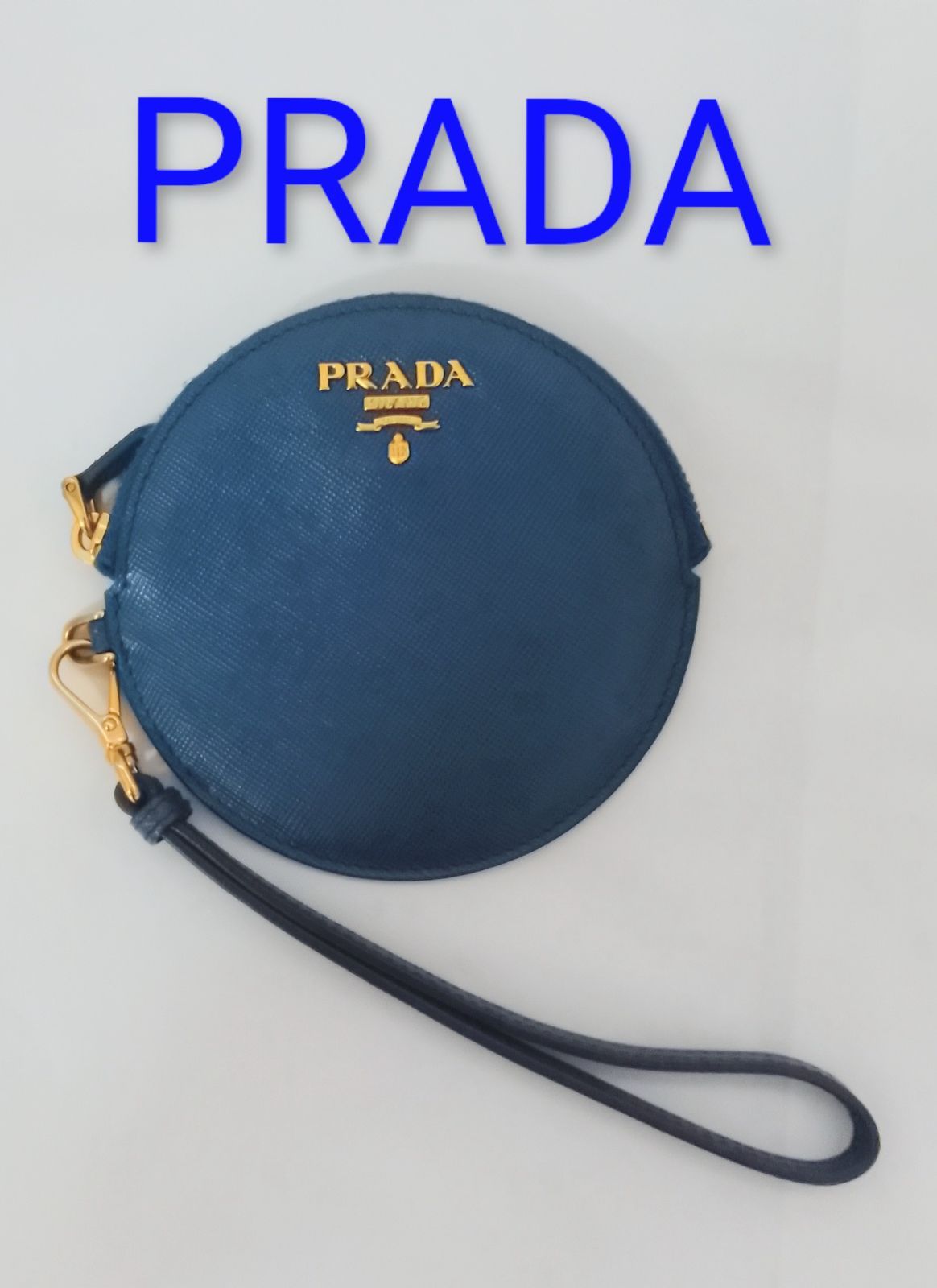 AVA34 プラダ 極美品 サフィアーノ コインケース 小銭入れ ストラップ付き ゴールド金具