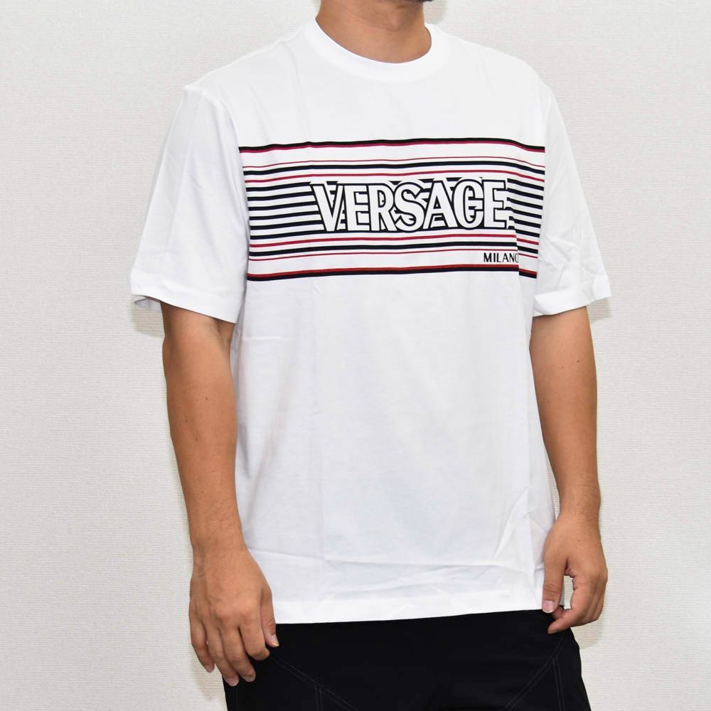ヴェルサーチ Tシャツ メンズ ロゴT ブランド ロゴ 半袖 1014427 1A16038 VERSACE