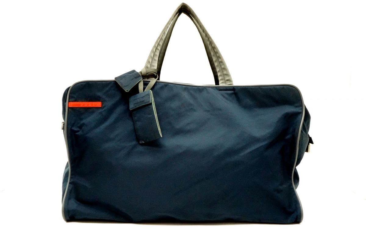 プラダ レッドライン ボストン ハンドバッグ トート トラベル スポーツ 大収納力 テスート ナイロン ネイビー PRADA 6875h