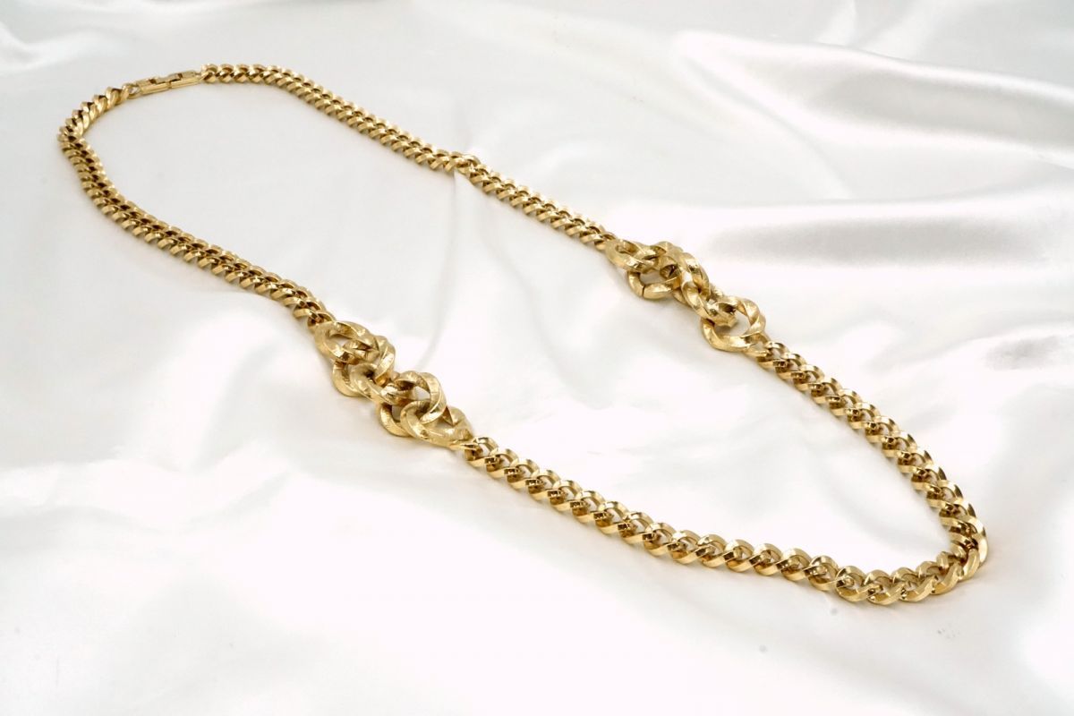 ジバンシィ ヴィンテージ ロング チェーン ネックレス 4Gロゴ ボリューム クラシック アクセサリー メッキ 金 ゴールド GIVENCHY 6878h