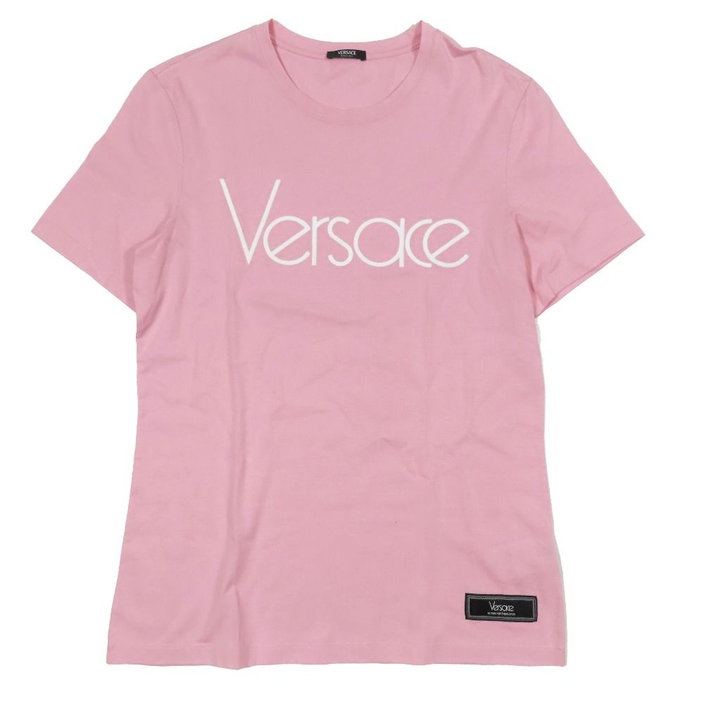 VERSACE - 未使用 Versace ヴェルサーチ フロント 1978 リエディション ロゴ Tシャツ カットソー クルーネック 半袖 トップス ピンク 36 レディース 古着 中古 USED 未使用 Versace ヴェルサーチ フロント 1978 リエディション ロゴ T