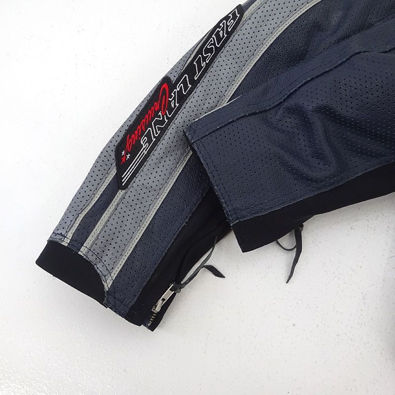 三重店】BATES パンチングレザージャケット ネイビー サイズ:XL