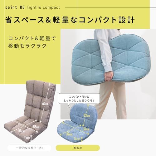 座椅子生活? (ざいすせいかつ) 幾何学デザインがおしゃれなコンパクト座椅子 [コンパクト/14段リクライニング/立体構造座面/モールドウレタン/日本製] DIAM1-ニール (ダークグレー)ｍａ
