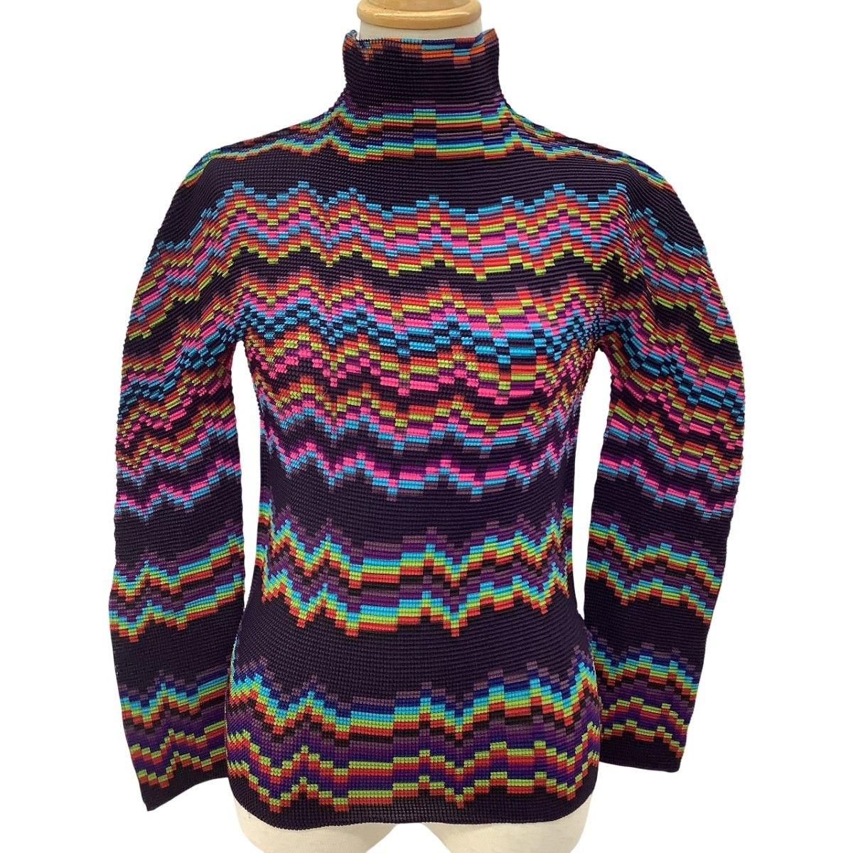 ISSEY MIYAKE イッセイミヤケ Me ミー レディース ワッフルプリーツ カットソー 総柄 MI83FJ521 パープル