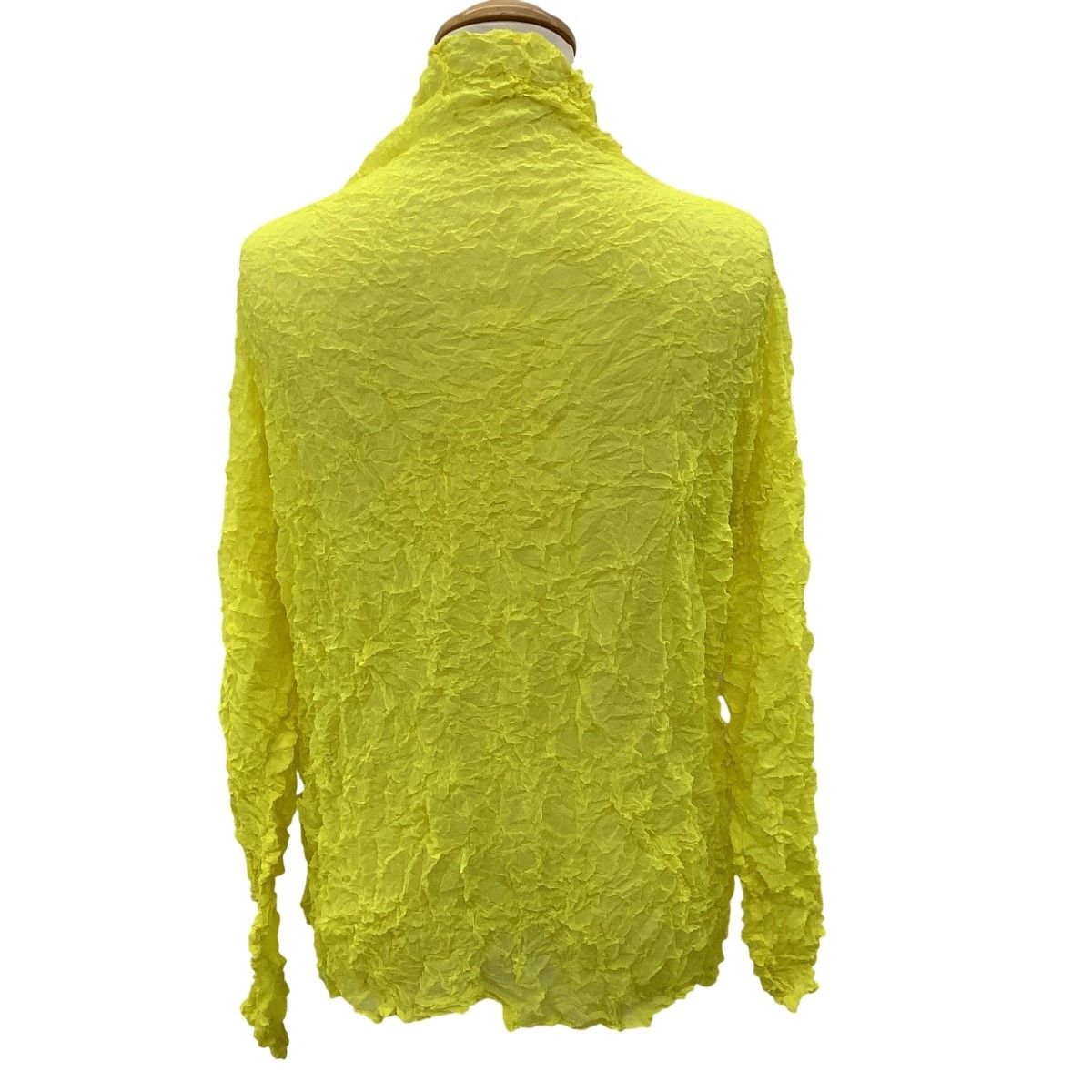 ISSEY MIYAKE イッセイミヤケ レディース シワ加工 カットソー SIZE 2 PE91-FJ822 イエロー