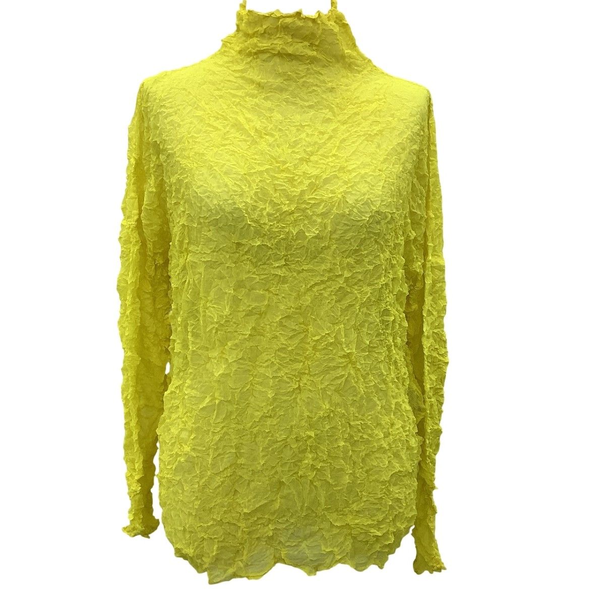 ISSEY MIYAKE イッセイミヤケ レディース シワ加工 カットソー SIZE 2 PE91-FJ822 イエロー