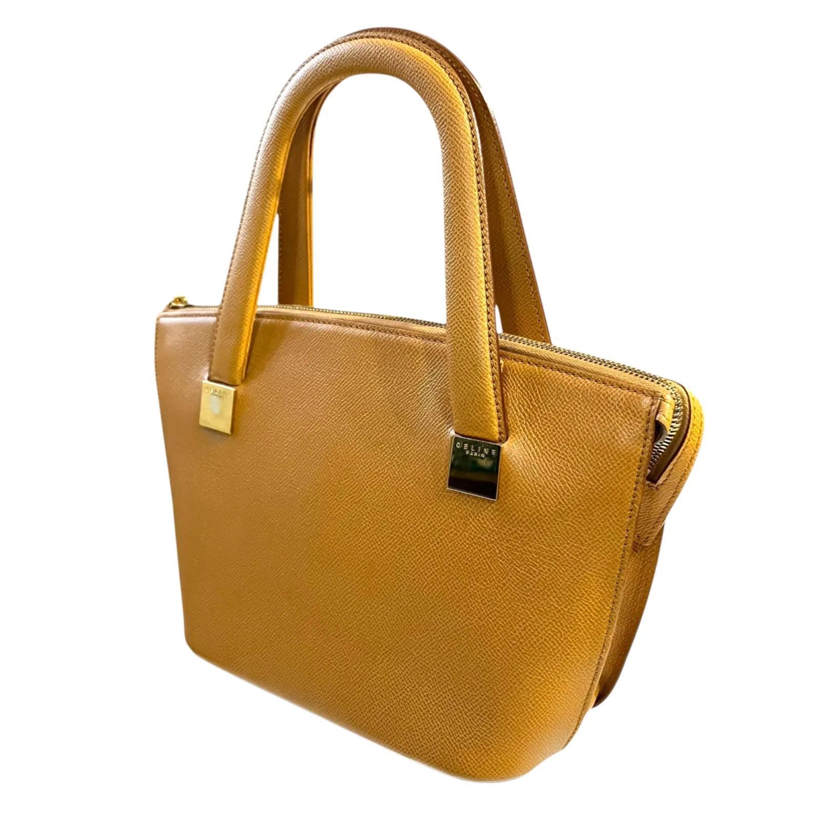 CELINE セリーヌ OLD CELINE ゴールド金具 ハンドバッグ イエロー レザー キングラム[68]