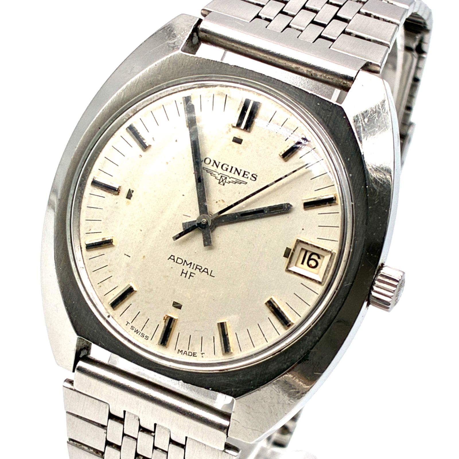 希少 稼働品 LONGINES ロンジン メンズ 腕時計 手巻き アドミラルHF ヴィンテージ コレクション ビジネス シルバー ホワイト 正規品 ステンレス