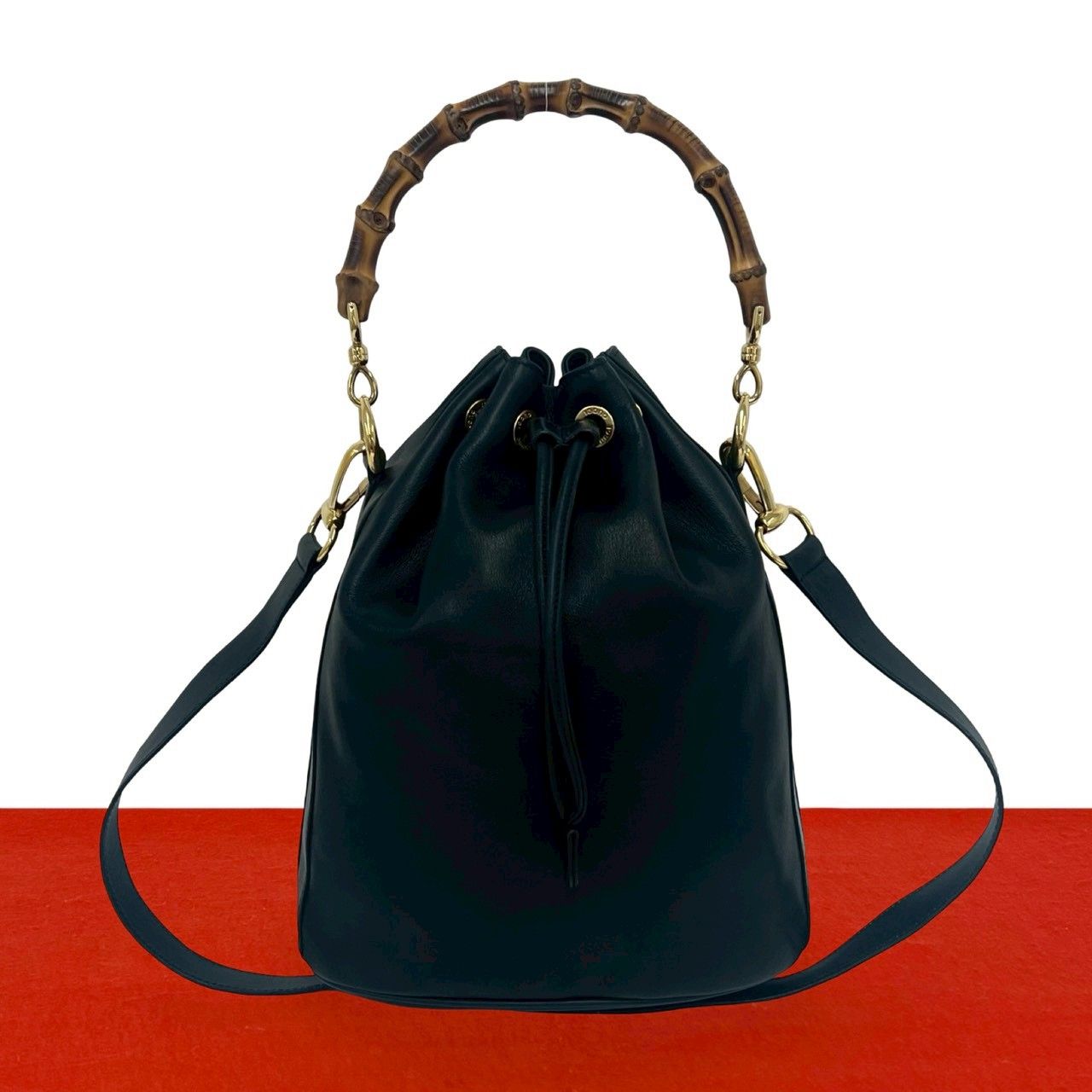 極 美品 GUCCI グッチ オールドグッチ ヴィンテージ バンブー レザー