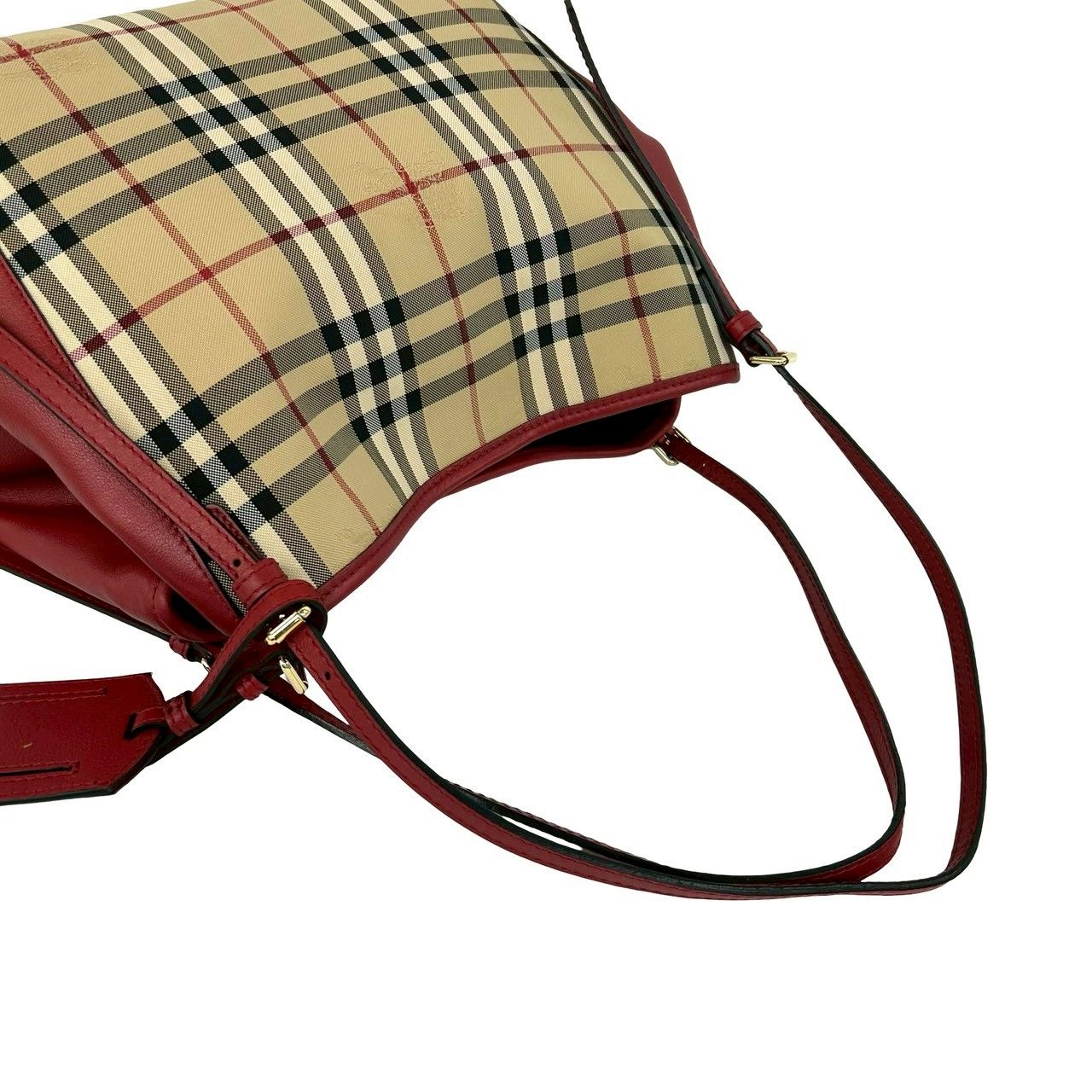 極 美品 BURBERRY バーバリー ノバチェック 柄 キャンバス レザー 本革
