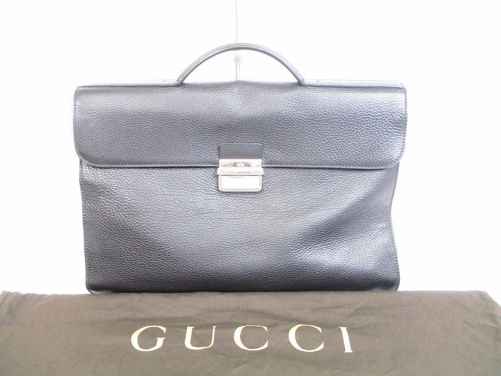 【美品】グッチ GUCCI レザー ブリーフケース ビジネスバッグ メンズ 黒