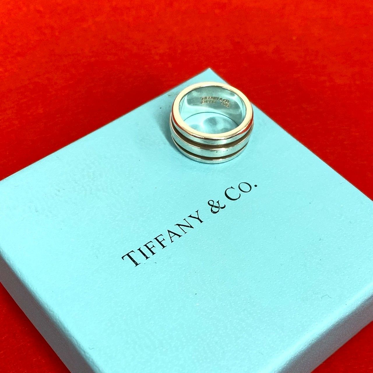 極美品　ティファニー　グルーブド　2ライン　リング　指輪　シルバー　18号 極 美品 TIFFANY&Co. ティファニー ヴィンテージ グルーブド ダブル