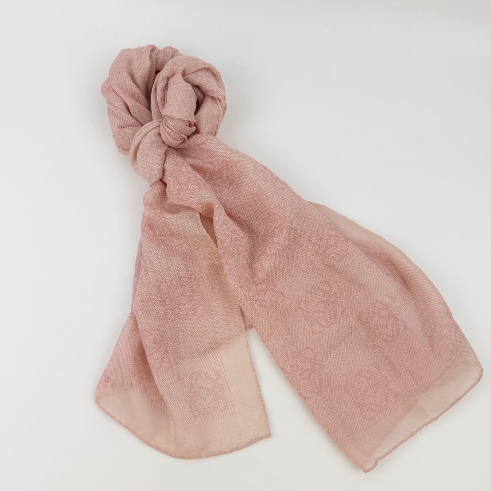 中古】LOEWE ロエベ アナグラム 総柄 大判ストール ストール シルク
