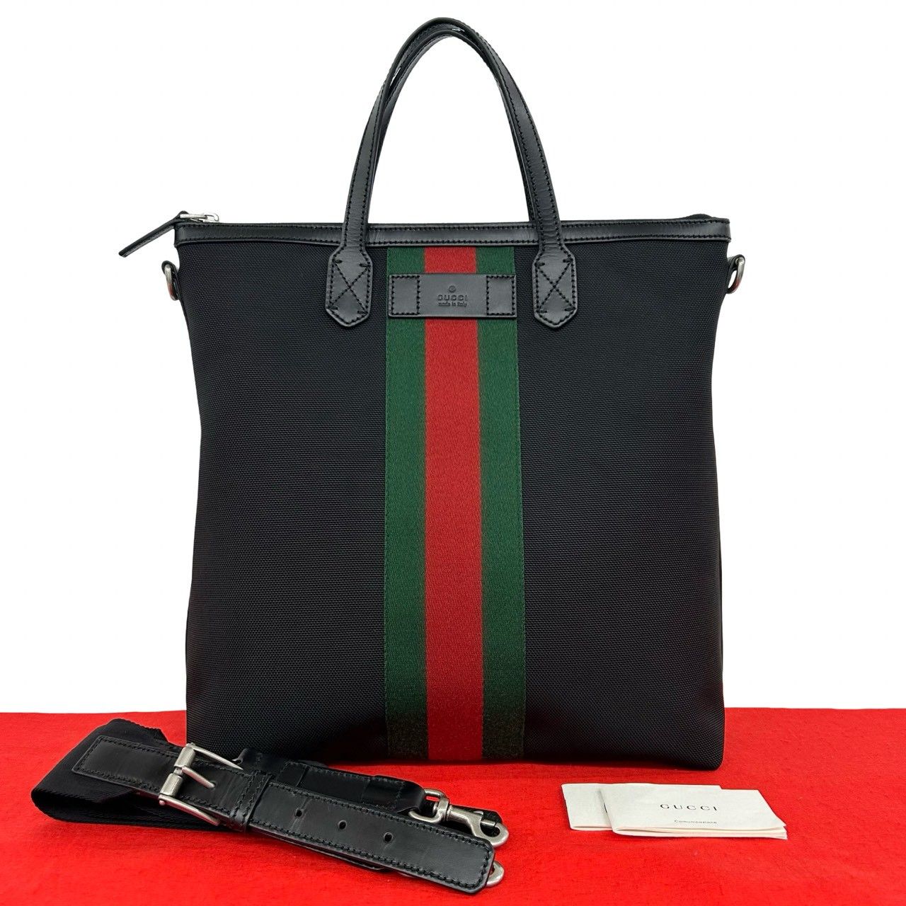極 美品 GUCCI グッチ シェリーライン キャンバス レザー 本革 2way