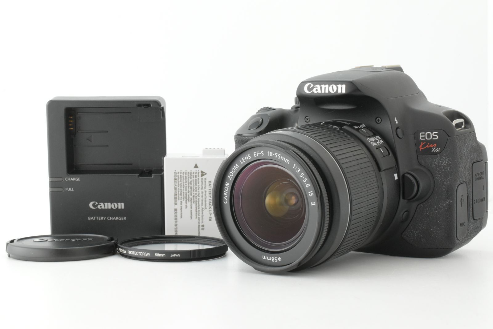 【美品 シャッターカウント20225回】 Canon EOS Kiss X6i + EF-S 18-55mm F3.5-5.6 IS II キャノン デジタル一眼レフカメラ EF-TN-JP2521