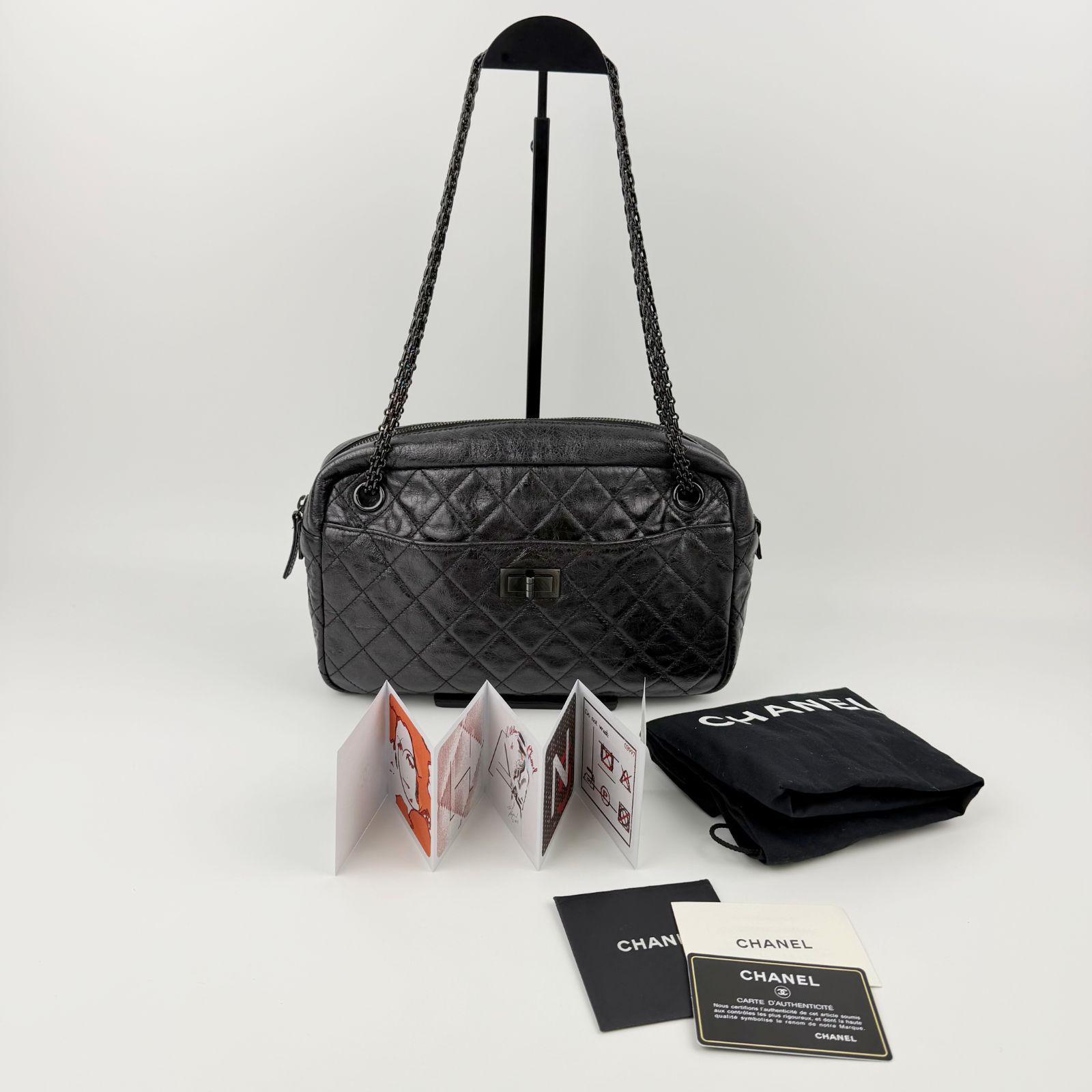 【中古】CHANEL シャネル マトラッセ 2.55 チェーンショルダー ボストンバッグ ショルダーバッグ レザー ブラック シール12番台 ヴィンテージ レディース HIBUOCHI VINTAGE hboc260615a11