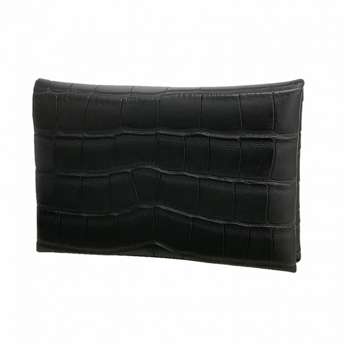 【6fb3129】エルメス 名刺入れ カルヴィ アリゲーターマット ブラック シルバー金具 K刻印【中古】メンズ レディース ユニセックス