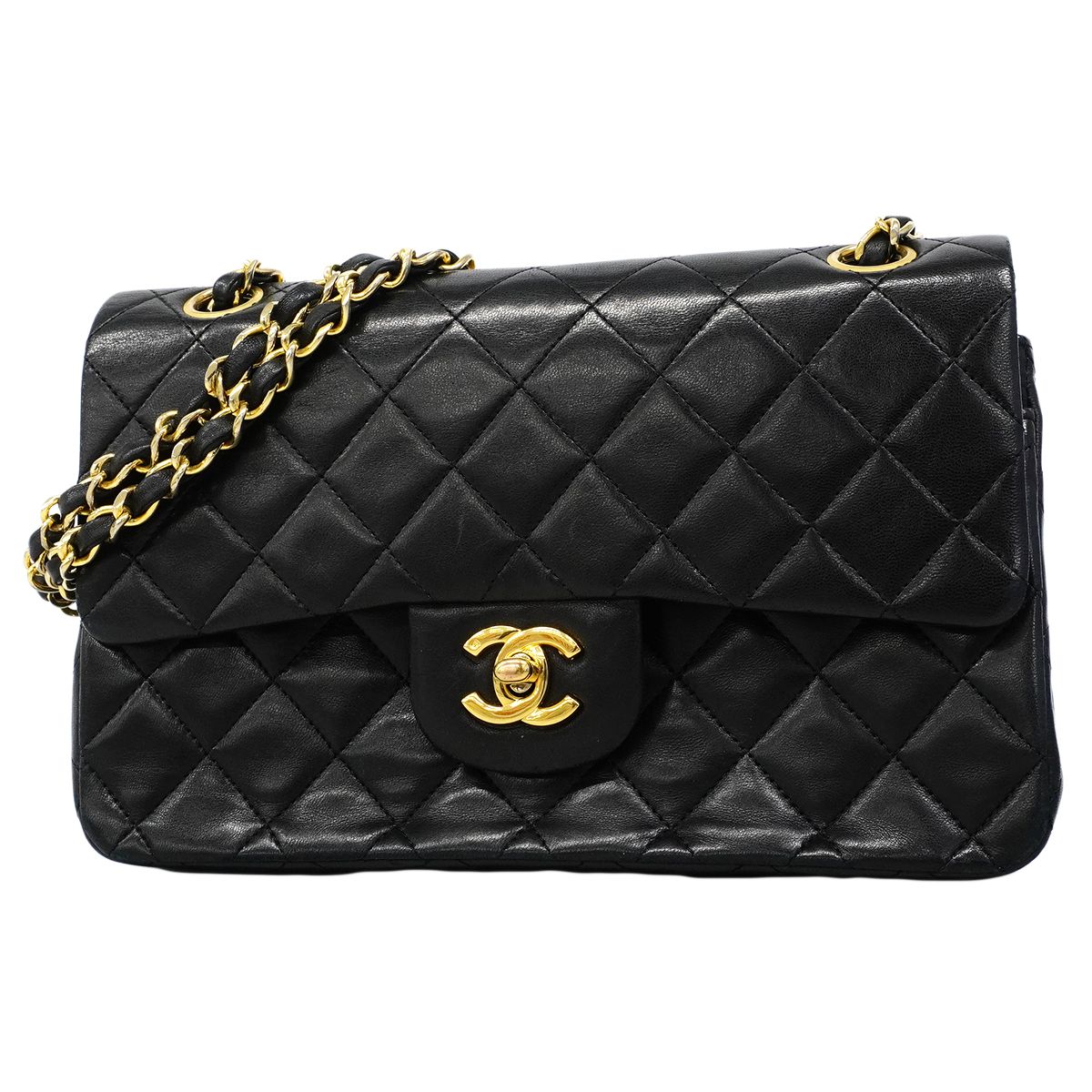 【6fc3248】シャネル ショルダーバッグ マトラッセ ラムスキン ブラック ゴールド金具【中古】レディース