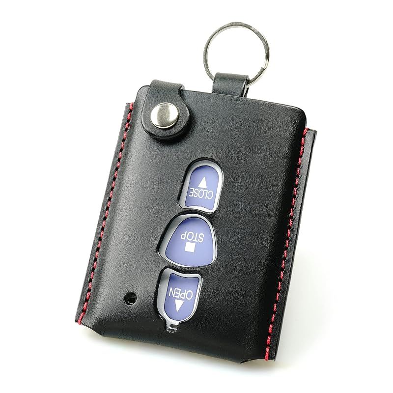 【新品】 [革茶屋] 文化シャッター互換 BUNKA互換 シャッター ケース カバー リモコン スマートキー リモートキー 家 革 レザー 日本製 メンズ レディース (黒/赤)