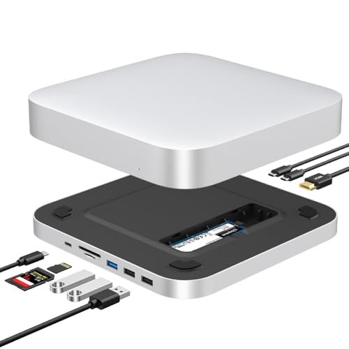 Mac mini ドッキングステーション TypeC (8in2) シルバー 型番：MC25MH / M.2 スロット HDMI 3画面対応 / 前面 USB TypeA ×3 USB TypeC SD microSDカードリーダー/Macmini M2 ｍａ