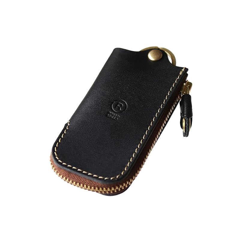 【新品】 [PORCO ROSSO] キーケース スマートキーケース メンズ レディース 本革 栃木レザー スマートキー キー キーホルダー 革 ファスナー ブランド ポルコロッソ 日本製 【ブラック：ブラウンファスナー】[sokunou]