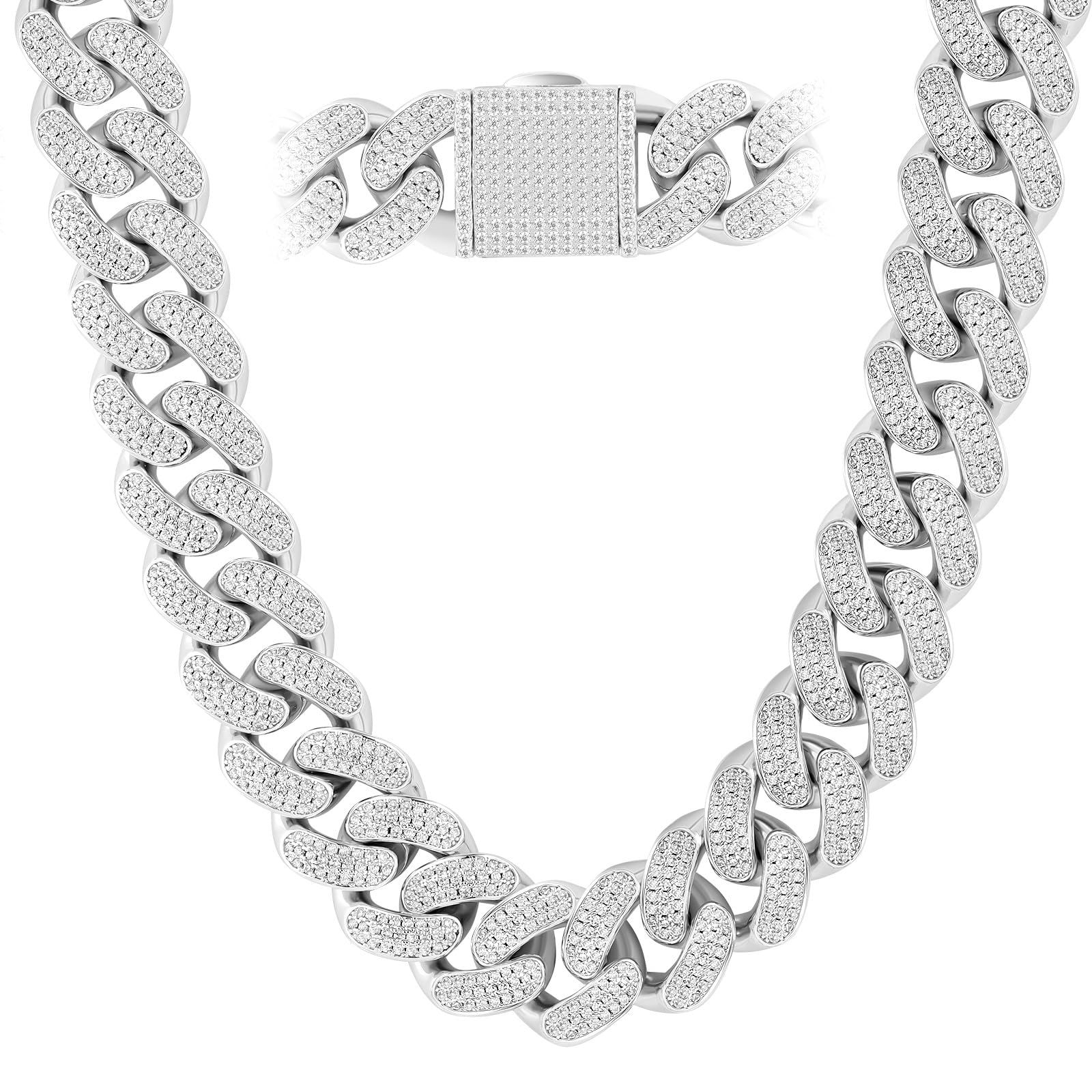 特価 ラッパー ダンサー ヒップホップ チョーカー メンズネックレス アクセ 太目 CZダイヤ 14K金メッキ 12/18mm キューバンチェーン マイアミ ジルコニア 喜平ネックレス KRKC&CO