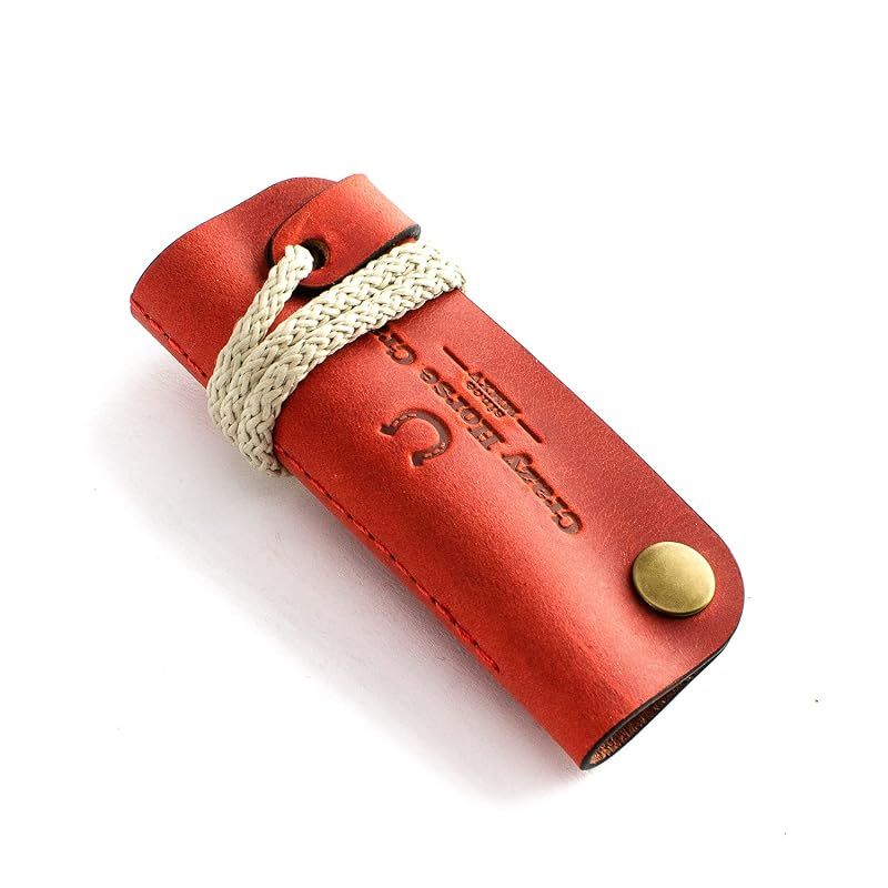 【新品】 [Crazy Horse Craft] ロープ紐付き キーホルダー メンズ キーケース 革 鍵 ケース イタリアンレザー 日本語商品取扱説明書付き フラゴラレッド 1