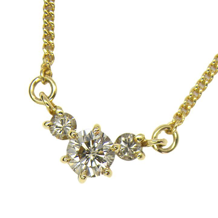 K18YG ３ダイヤモンド ネックレス D0.3ct トリロジー イエローゴールド ジュエリー 【中古】