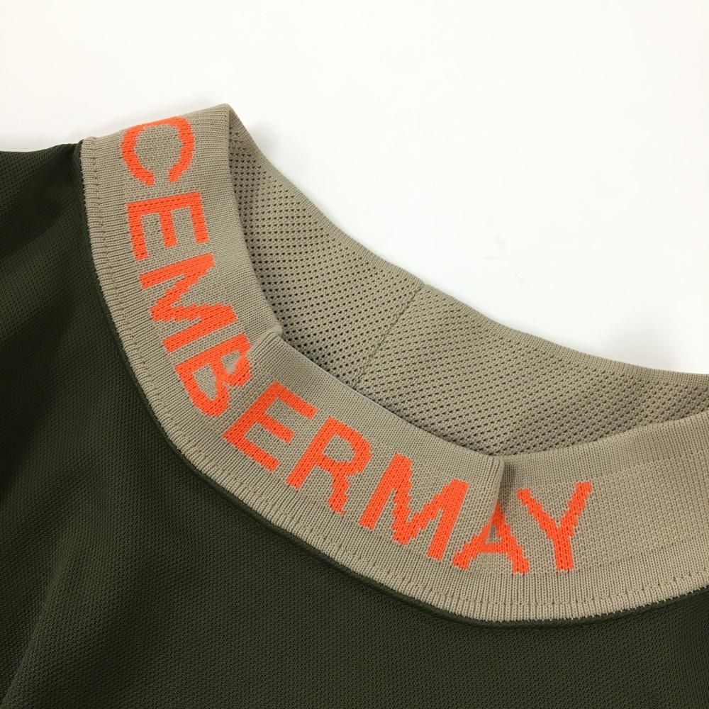 超美品】ディセンバーメイ 半袖ハイネックシャツ カーキ×蛍光オレンジ