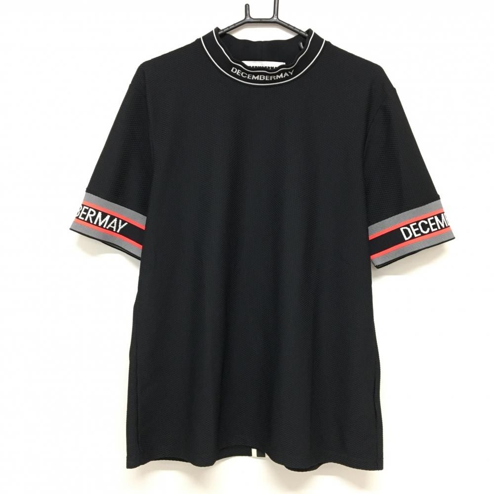 超美品】ディセンバーメイ 半袖ハイネックシャツ 黒×白 凹凸生地