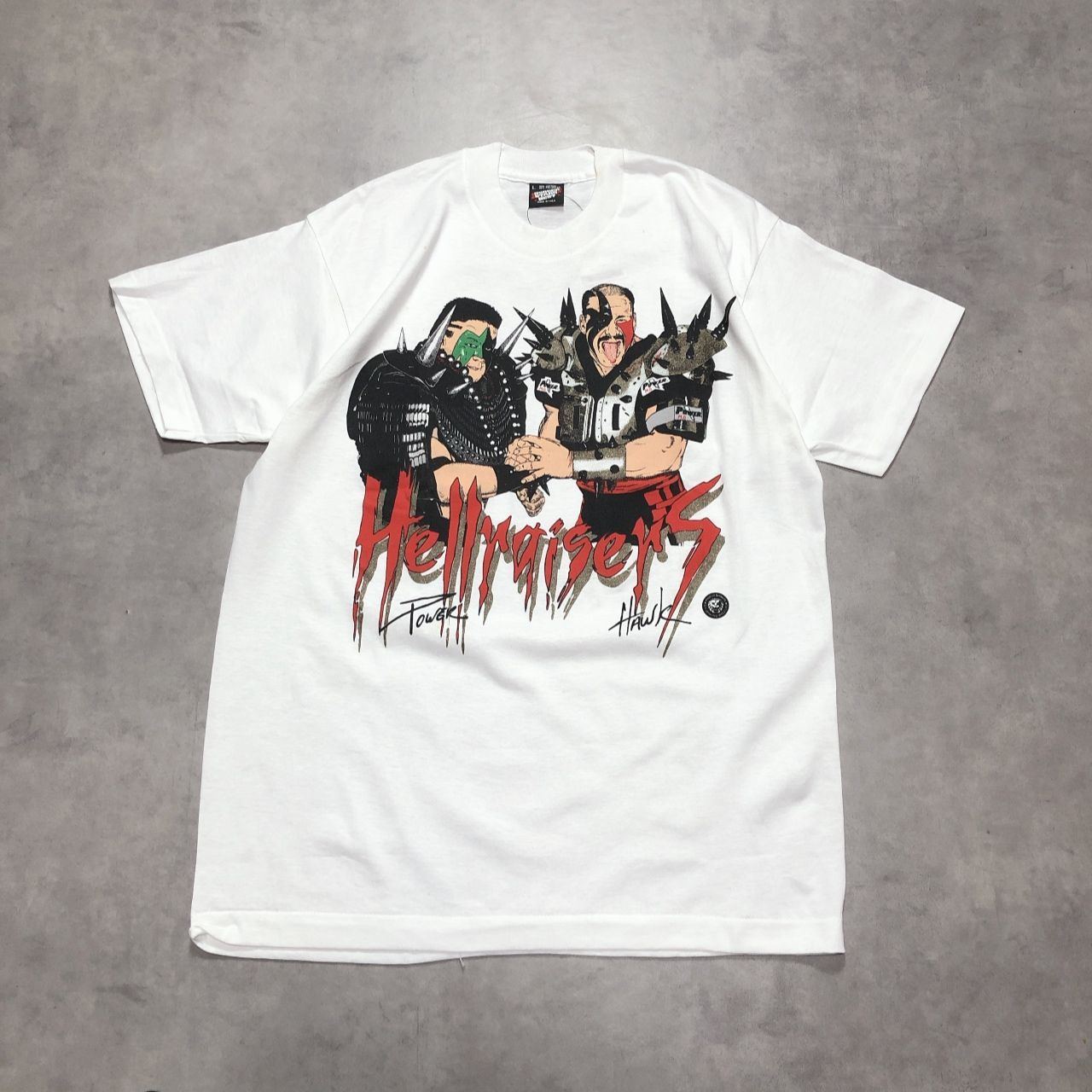 GQ5901◇The Hellraisers : USA製 90's Tシャツ◇L◇白 ヘルレイザーズ