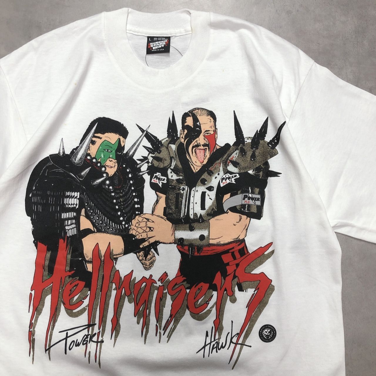 GQ5901◇The Hellraisers : USA製 90's Tシャツ◇L◇白 ヘルレイザーズ