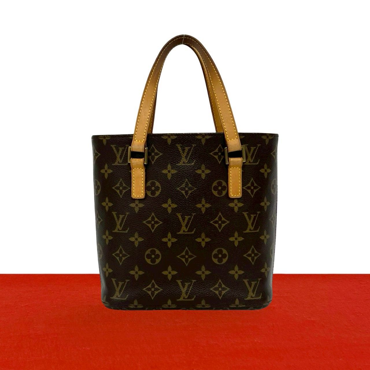 極 美品 LOUIS VUITTON ルイヴィトン ヴァヴァン PM モノグラム レザー 本革 ハンドバッグ ミニ トートバッグ ブラウン 茶 15566