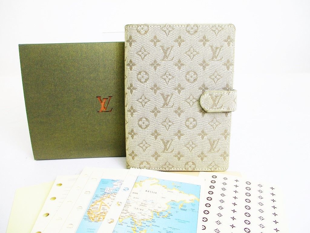 【美品】 LOUIS VUITTON ルイヴィトン モノミニ アジェンダPM 手帳カバー システム手帳 メンズ レディース カーキ