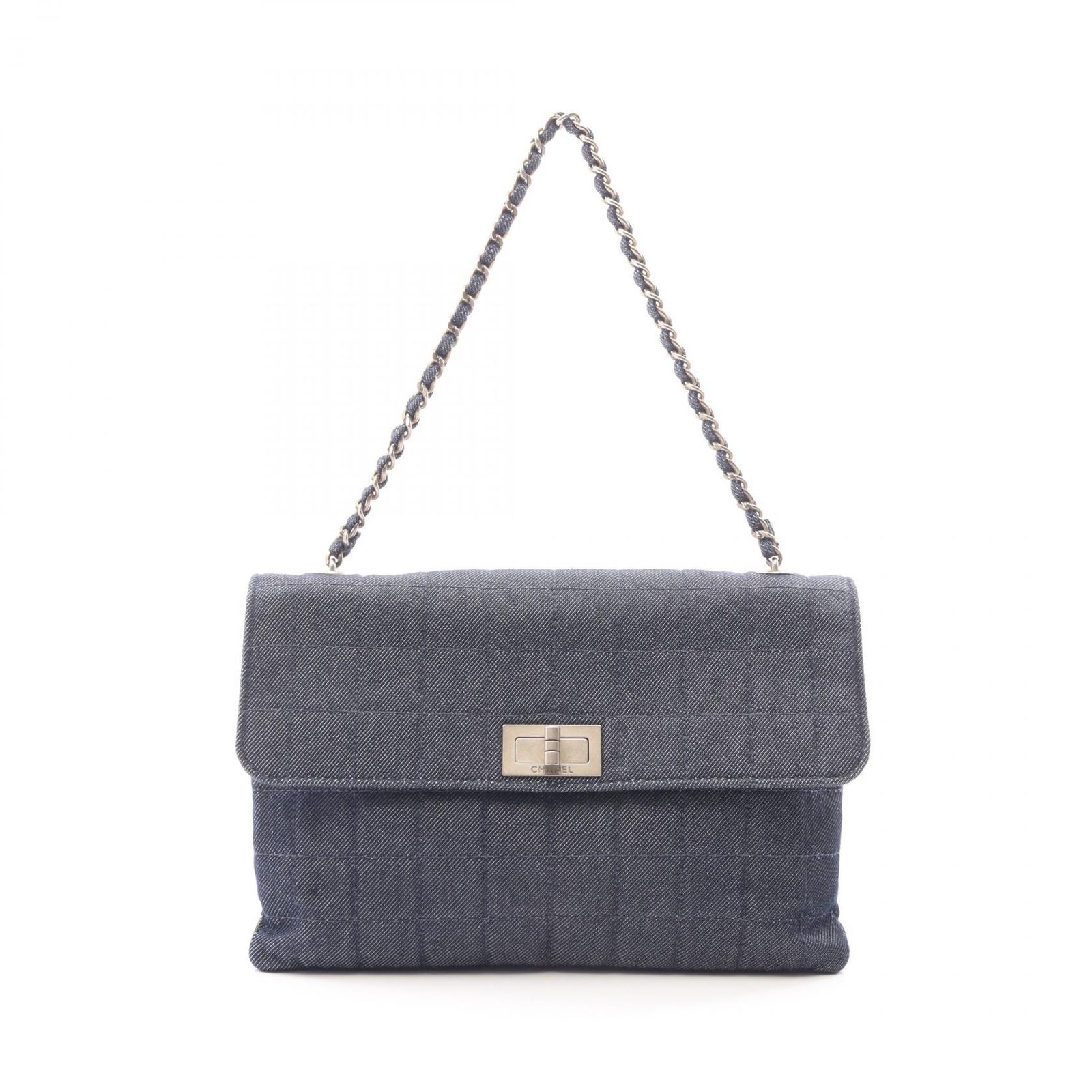 シャネル CHANEL ハンドバッグ チョコバー インディゴブルー デニム チョコバー チェーンバッグ レディース Used B