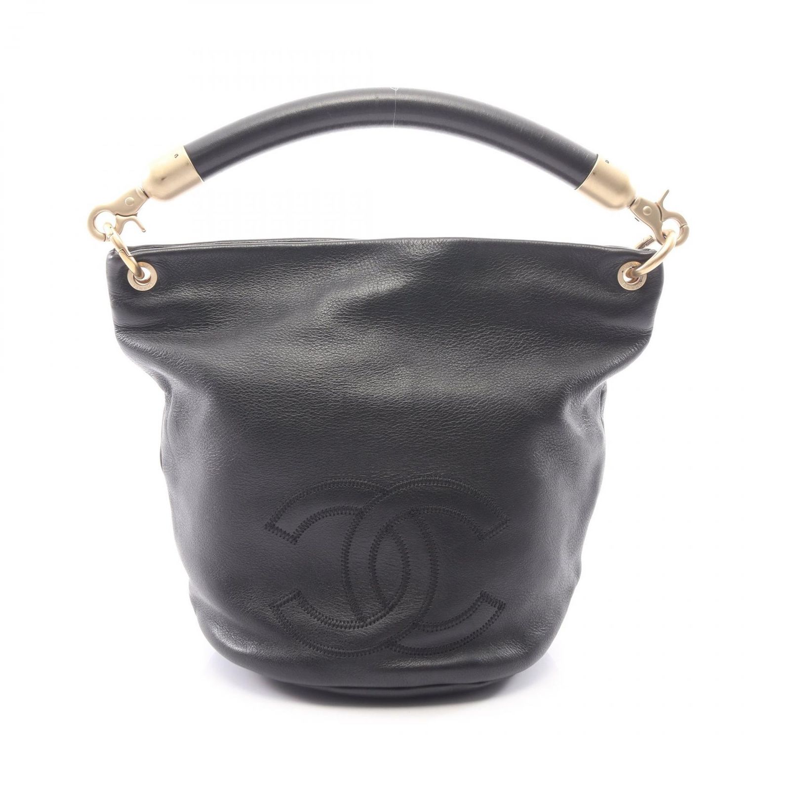 シャネル CHANEL ハンドバッグ ココマーク ブラック レザー ココマーク ショルダーバッグ レディース Used A