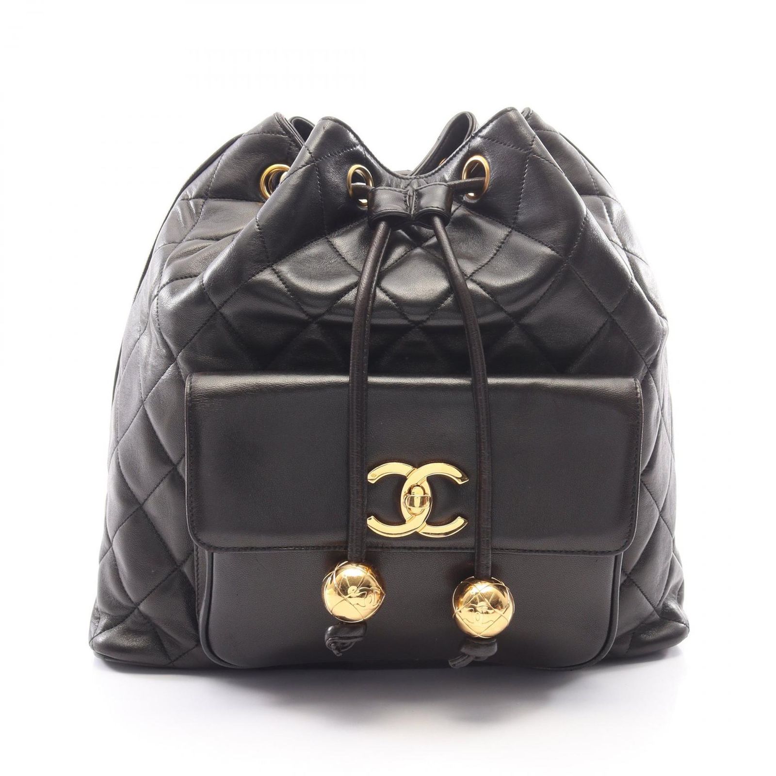 シャネル CHANEL リュックサック バックパック マトラッセ ブラック ラムスキン（羊革） マトラッセ バックパック レディース Used A