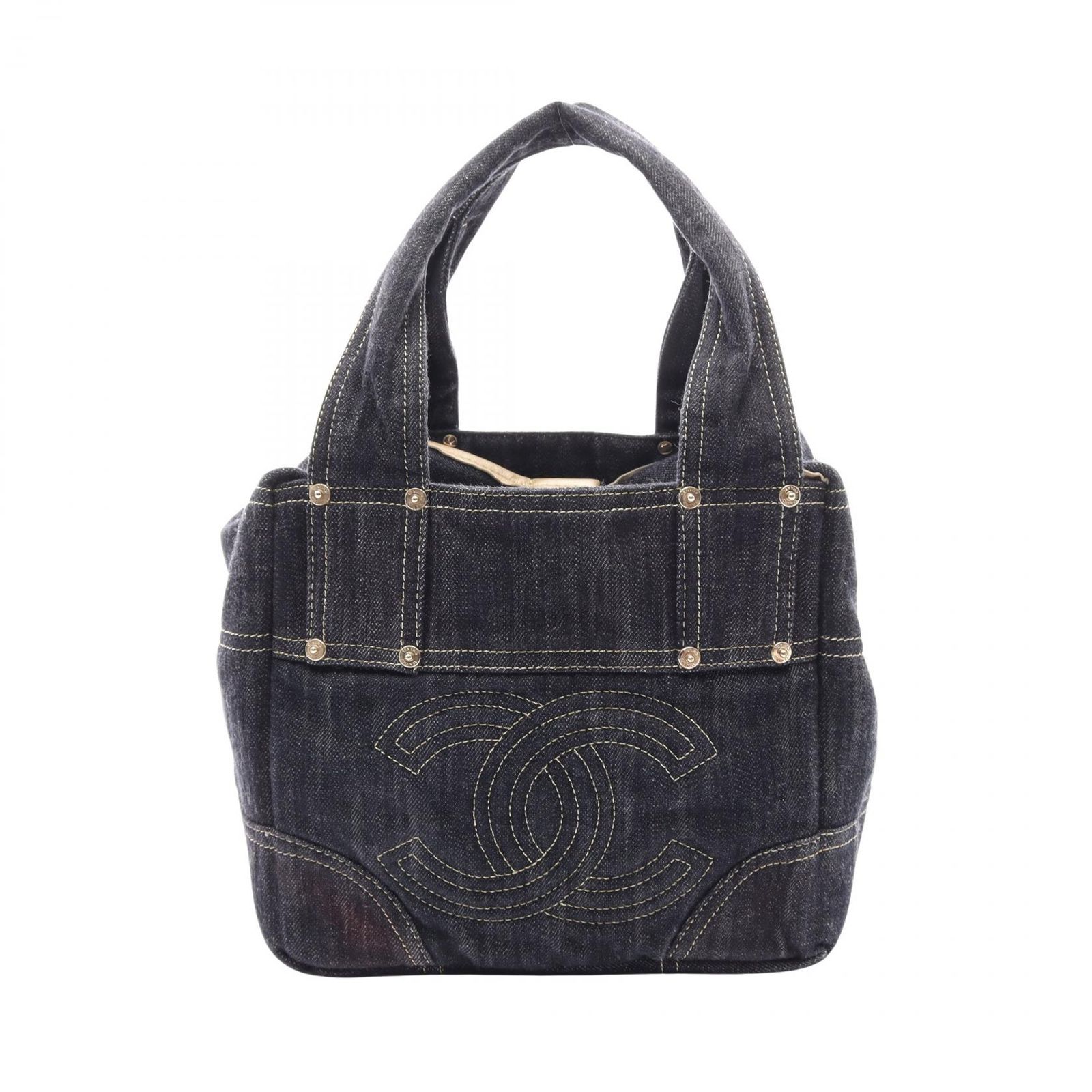 シャネル CHANEL ハンドバッグ スパークリングデニム ココマーク A31985 インディゴブルー デニム レザー ココマーク ハンドバッグ レディース Used B