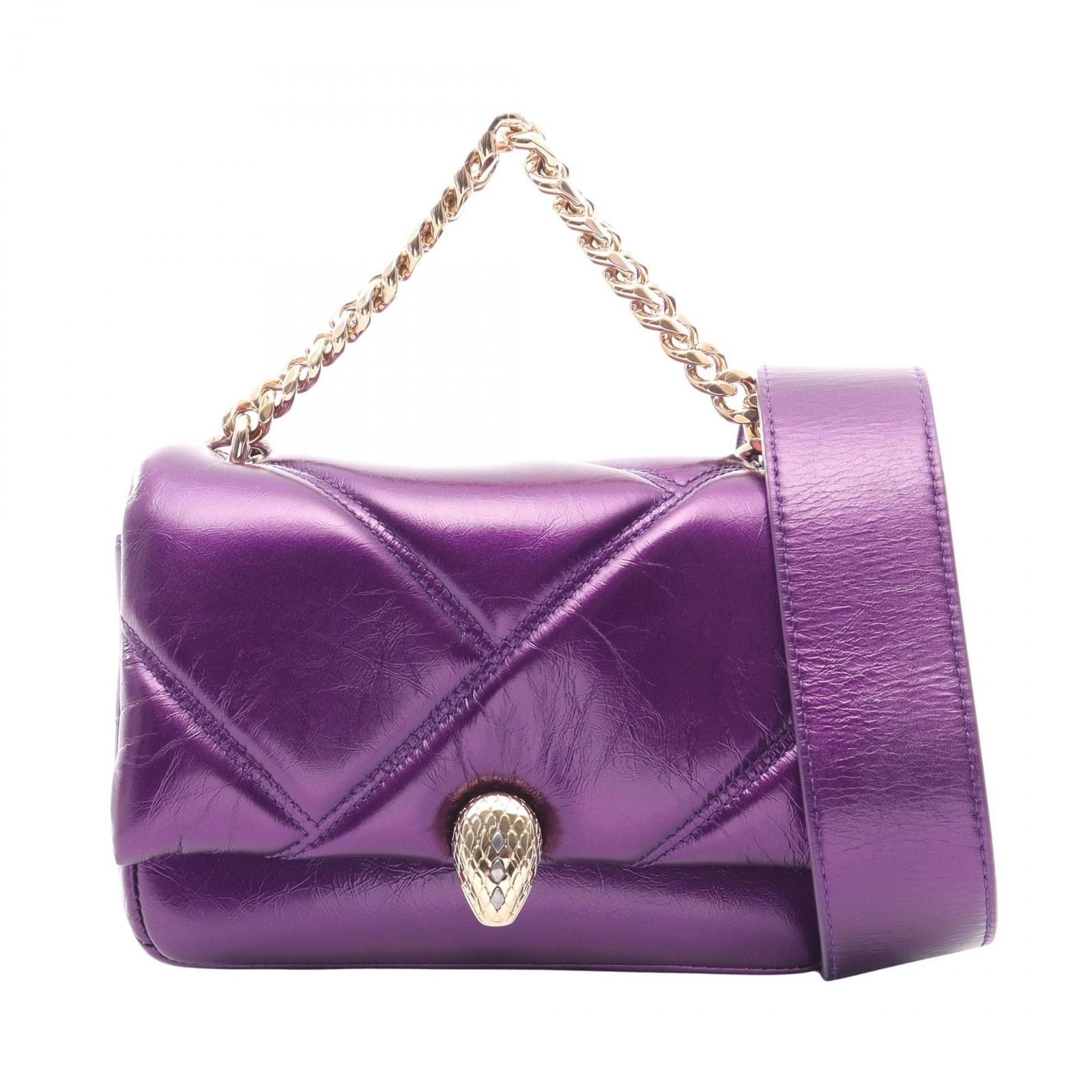 ブルガリ BVLGARI ハンドバッグ セルペンティ カボション ミニ 2WAY パープル レザー セルペンティ カボション ミニ ショルダーバッグ レディース Used A 81,290円
