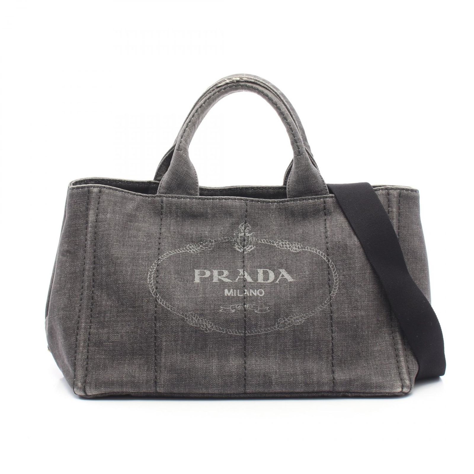 プラダ PRADA トートバッグ CANAPA DENIM カナパ 2WAY デニム゛ラック デニム カナパ 2wayトート レディース Used B