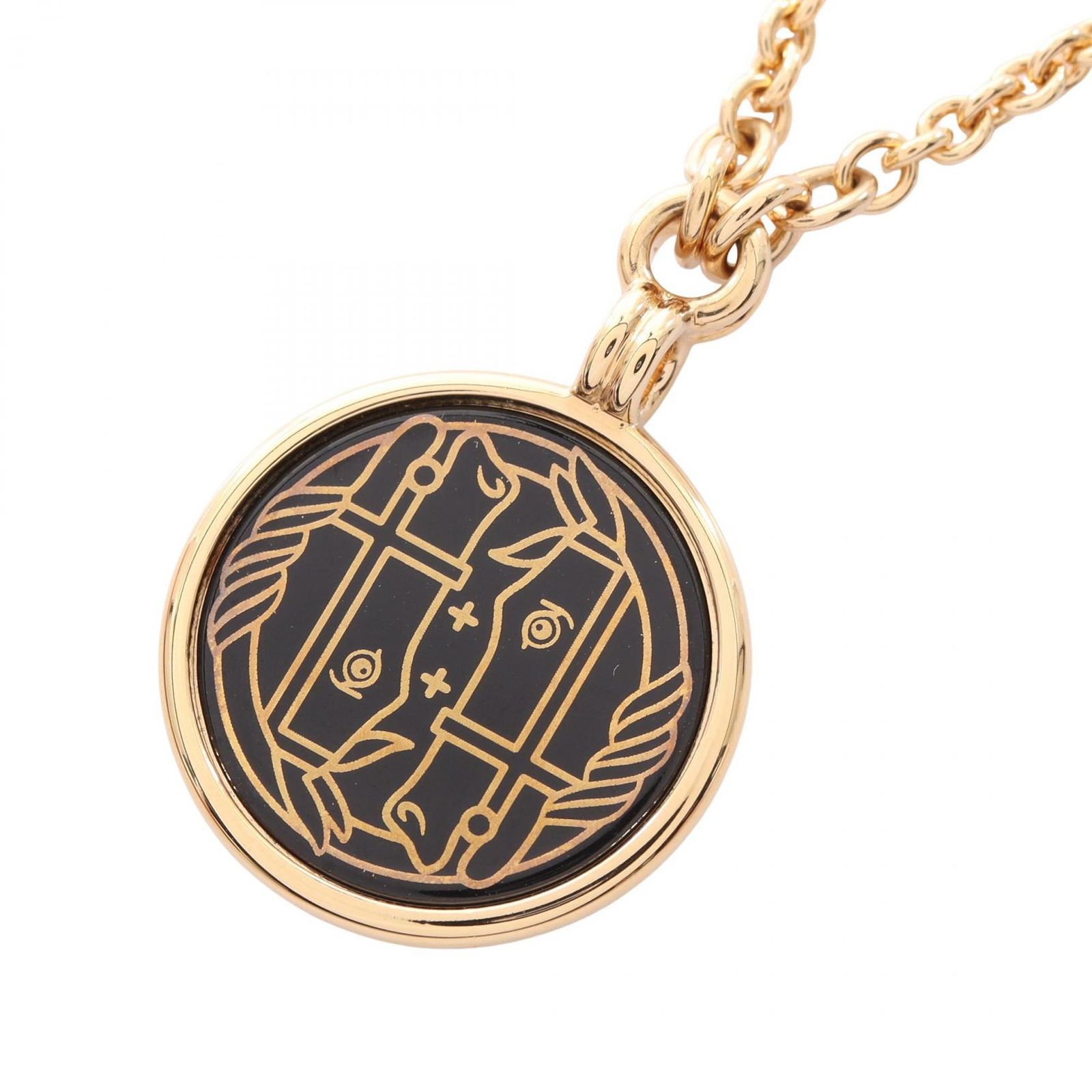 エルメス HERMES ネックレス メダイユ カドリージュPM GP（ゴールドメッキ） ネックレス レディース Used A