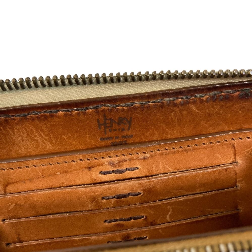 HENRY CUIR アンリークイール メッシュ レザー ラウンドファスナー 